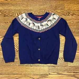 Mini Boden Sz 6-7Y Unicorn Fair Isle Cardigan